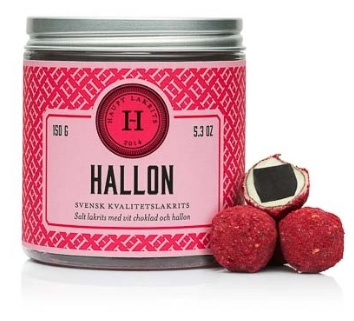 Haupt Lakrits - Hallon, salt lakrits rullad i vit choklad, kakao, vanlij och mosade hallon